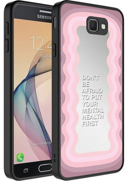 Samsung Galaxy J7 Prime Uyumlu Kılıf Aynalı Desenli Kamera Korumalı Parlak Mirror Kapak, Ayna