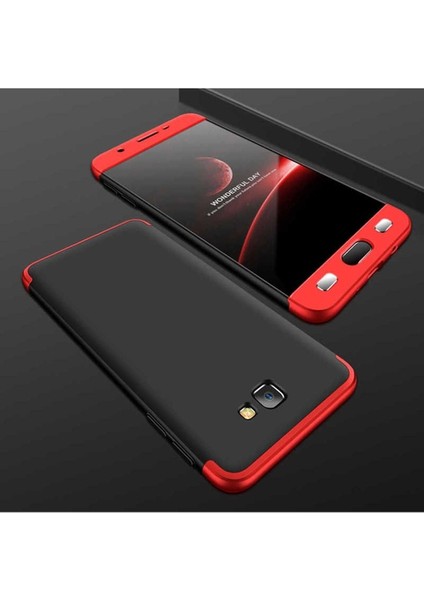 Samsung Galaxy J7 Prime Uyumlu Kılıf Ays Kapak, Siyah-Kırmızı