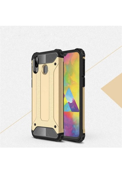 Samsung Galaxy M20 Uyumlu Kılıf Crash Silikon Kapak, Gold