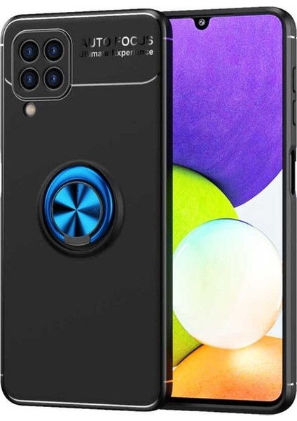 Samsung Galaxy M32 Uyumlu Kılıf Ravel Silikon Kapak, Siyah-Mavi