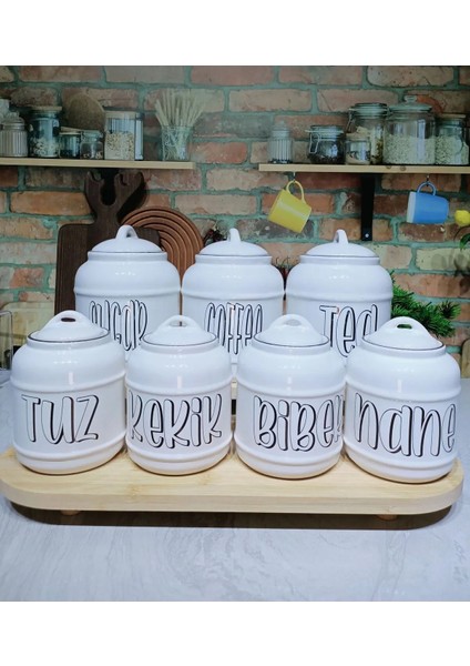 7 Parça Tasarım Baharatlık Seti Tea/coffee/sugar Tuz/kekik/biber/nane Pinterest Kavanoz Seti