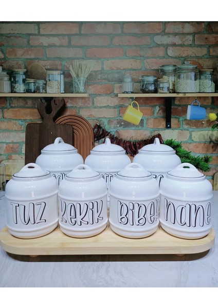 7 Parça Tasarım Baharatlık Seti Tea/coffee/sugar Tuz/kekik/biber/nane Pinterest Kavanoz Seti fiyatları