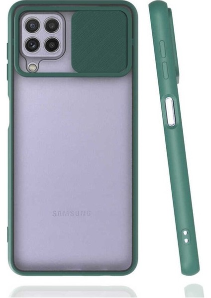 Samsung Galaxy M32 Uyumlu Kılıf Lensi Kapak, Koyu Yeşil