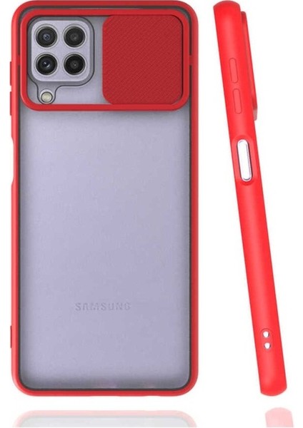 Samsung Galaxy M32 Uyumlu Kılıf Lensi Kapak, Kırmızı