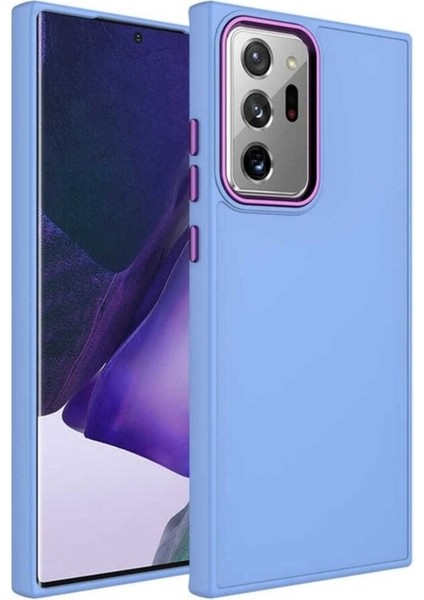 Samsung Galaxy Note 20 Ultra Uyumlu Kılıf Metal Çerçeve ve Buton Tasarımlı Silikon Luna Kapak, Lila