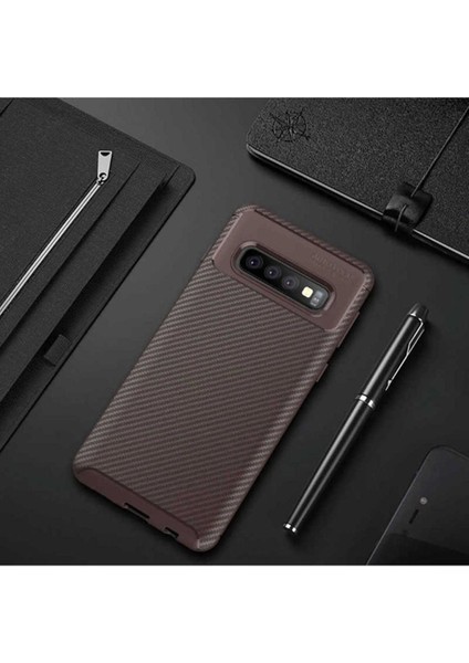 Samsung Galaxy S10E Uyumlu Kılıf Negro Silikon Kapak, Kahverengi