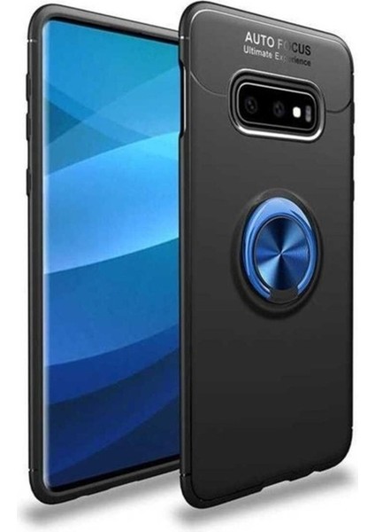 Samsung Galaxy S10E Uyumlu Kılıf Ravel Silikon Kapak, Siyah-Mavi