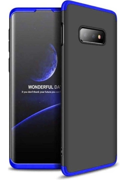 Samsung Galaxy S10E Uyumlu Kılıf Ays Kapak, Siyah-Mavi