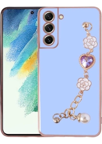 Samsung Galaxy S21 Fe Uyumlu Kılıf El Tutamaçlı Kamera Korumalı Taka Silikon Kapak, Mor