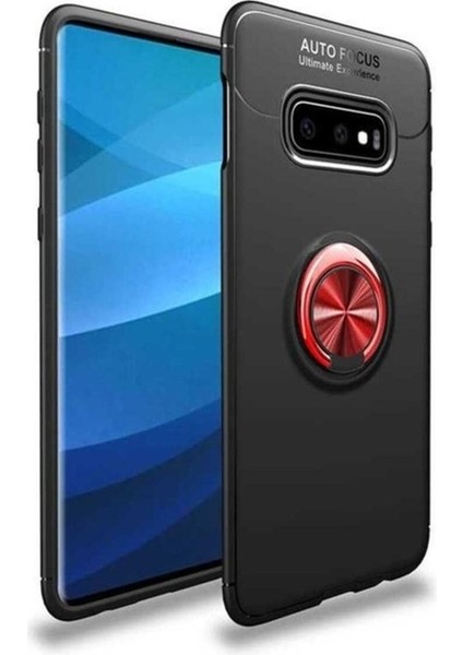 Samsung Galaxy S10E Uyumlu Kılıf Ravel Silikon Kapak, Siyah-Kırmızı