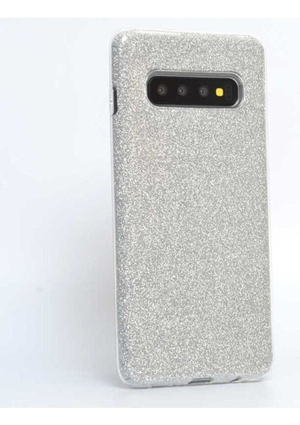 Samsung Galaxy S10 Plus Uyumlu Kılıf Shining Silikon, Gümüş