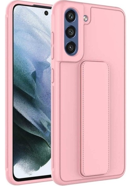 Samsung Galaxy S21 Fe Uyumlu Kılıf Qstand Kapak, Pembe