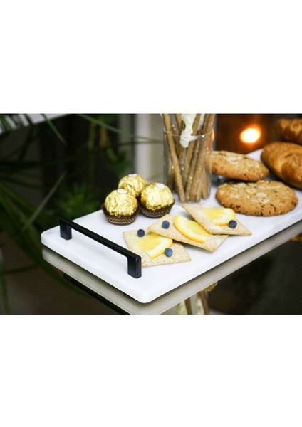 Mermer Sunumluk Tepsi 40X15 cm Uzun Sunumluk Peynir Tabağı