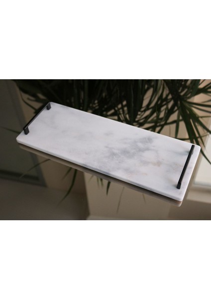 Mermer Sunumluk Tepsi 40X15 cm Uzun Sunumluk Peynir Tabağı