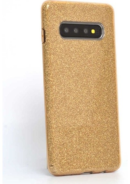 Samsung Galaxy S10 Plus Uyumlu Kılıf Shining Silikon, Gold