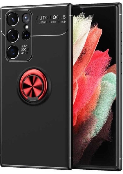 Samsung Galaxy S22 Ultra Uyumlu Kılıf Ravel Silikon Kapak, Siyah-Kırmızı