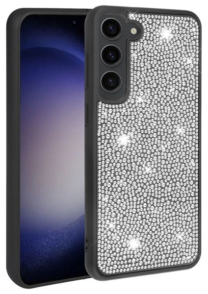 Samsung Galaxy S23 Plus Uyumlu Kılıf Parlak Taşlı Tasarım Ston Kapak, Siyah