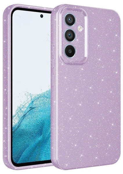 Samsung Galaxy S24 Uyumlu Kılıf Kamera Korumalı Simli Lüks Koton Kapak, Lila