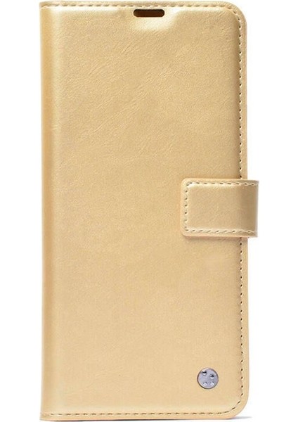 Samsung Galaxy S24 Plus Uyumlu Kılıf Kar Deluxe Kapaklı Kılıf, Gold