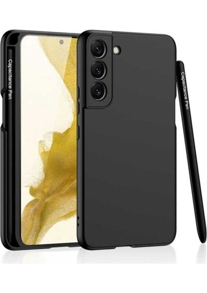 Samsung Galaxy S22 Uyumlu Kılıf Kalemli Kıpta Kapak, Siyah