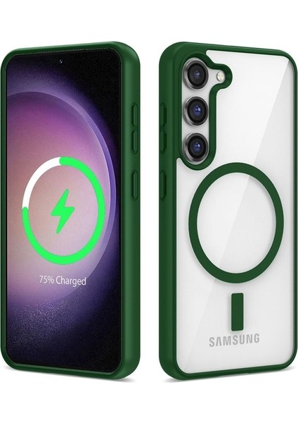 Samsung Galaxy S23 Uyumlu Kılıf Magsafe Wireless Şarj Özellikli Silikon Ege Kapak, Yeşil