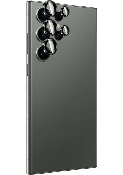 Samsung Galaxy S24 Ultra Uyumlu Titanium Premium Temperli Kamera Lens Koruyucu, Siyah
