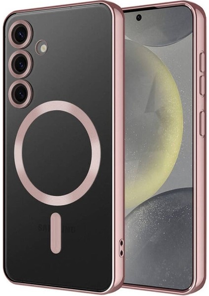Samsung Galaxy S24 Plus Uyumlu Kılıf Kamera Korumalı Magsafe Wireless Şarj Özellikli Demre Kapak, Rose Gold