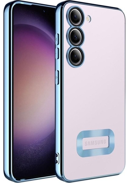 Samsung Galaxy S23 Plus Uyumlu Kılıf Kamera Korumalı Logo Gösteren Omega Kapak, Sierra Mavi