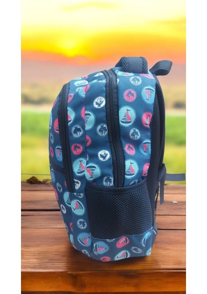 Yelken Deniz Desenli Ilkokul Çantası ve Beslenme Çantası (Maskot Anahtarlık Hediyelidir) indirimleri