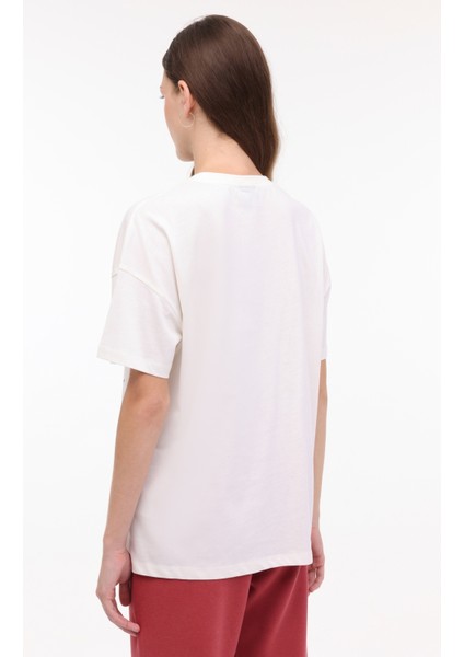 Wl Flor 11SS173 4fx Ekru Kadın Kısa Kol T-Shirt