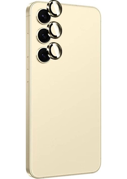 Samsung Galaxy S24 Uyumlu Titanium Premium Temperli Kamera Lens Koruyucu, Sarı