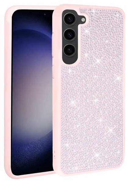 Samsung Galaxy S23 Plus Uyumlu Kılıf Parlak Taşlı Tasarım Ston Kapak, Pembe