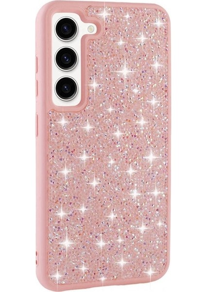 Samsung Galaxy S23 Uyumlu Kılıf Parlak Taşlı Tasarım Pırlanta Kapak, Pembe