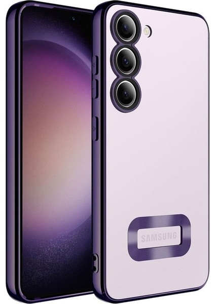 Samsung Galaxy S23 Uyumlu Kılıf Kamera Korumalı Logo Gösteren Omega Kapak, Derin Mor