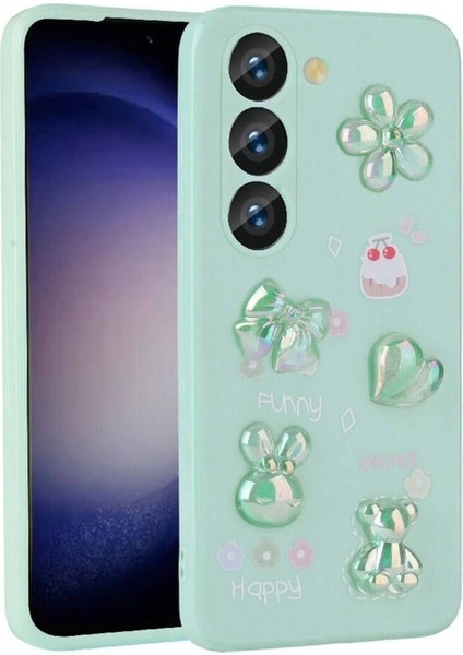 Samsung Galaxy S23 Uyumlu Kılıf Kabartma Figürlü Parlak Toys Silikon Kapak, Açık Yeşil