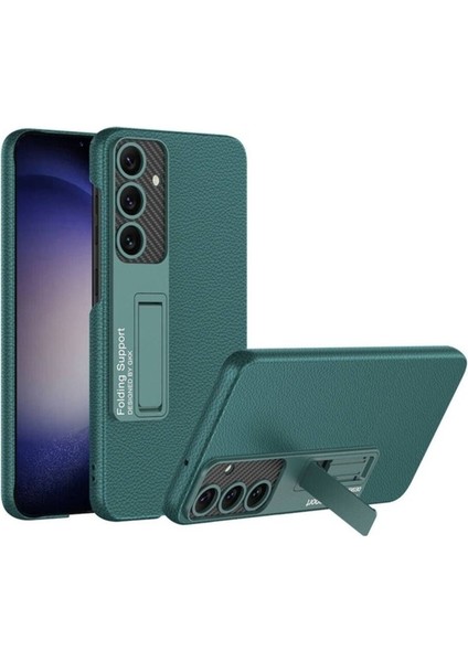 Samsung Galaxy S24 Plus Uyumlu Kılıf Kıpta Standlı Kapak, Yeşil