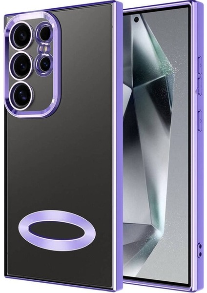 Samsung Galaxy S24 Ultra Uyumlu Kılıf Kamera Korumalı Logo Gösteren Omega Kapak, Lila