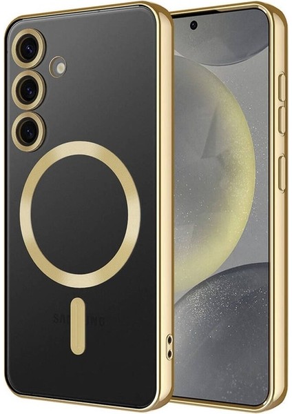 Samsung Galaxy S24 Uyumlu Kılıf Kamera Korumalı Magsafe Wireless Şarj Özellikli Demre Kapak, Gold