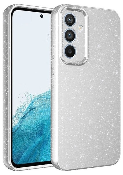 Samsung Galaxy S24 Uyumlu Kılıf Kamera Korumalı Simli Lüks Koton Kapak, Gümüş