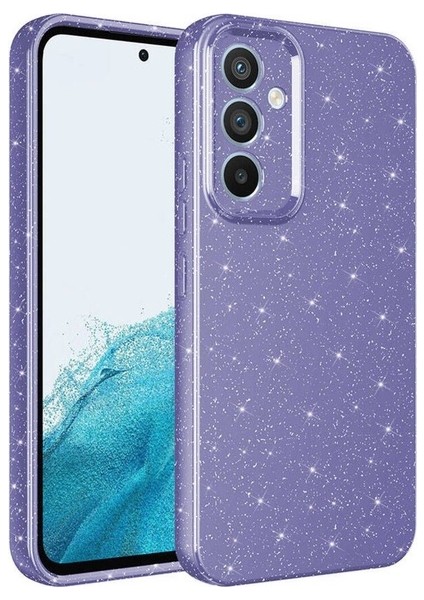 Samsung Galaxy S24 Uyumlu Kılıf Kamera Korumalı Simli Lüks Koton Kapak, Mor