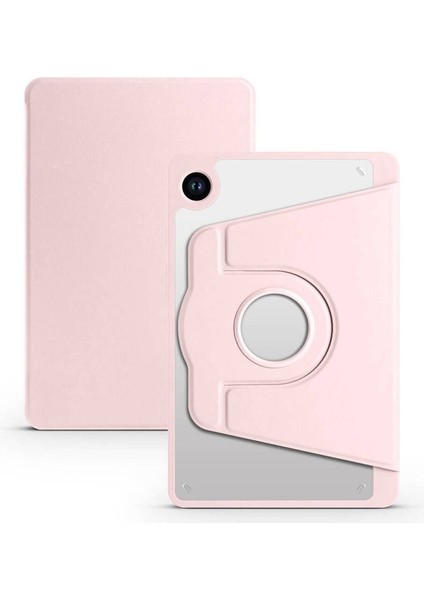 Samsung Galaxy Tab A9 Plus Uyumlu Kılıf Zore Termik Kalem Bölmeli Dönebilen Standlı Kılıf, Pembe