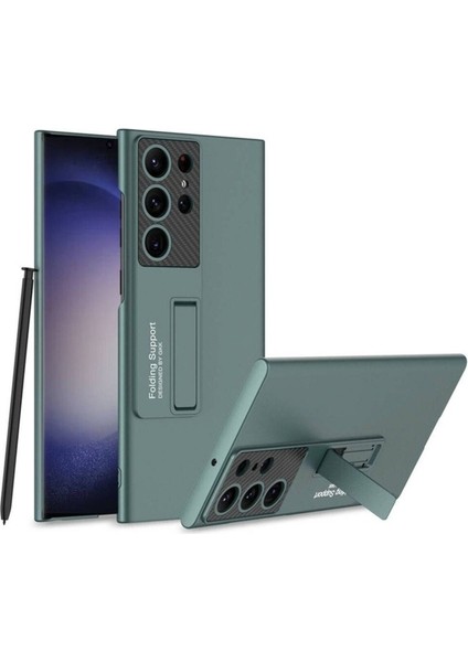 Samsung Galaxy S24 Ultra Uyumlu Kılıf Standlı Ays Kapak, Yeşil