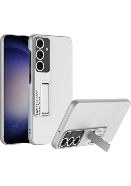 Samsung Galaxy S24 Uyumlu Kılıf Standlı Ays Kapak, Gümüş