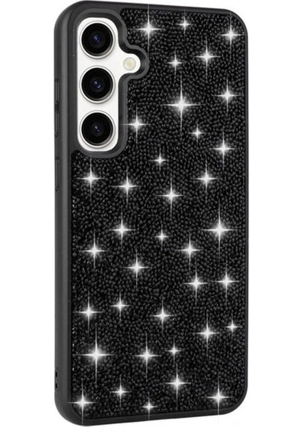 Samsung Galaxy S24 Uyumlu Kılıf Parlak Taşlı Tasarım Pırlanta Kapak, Siyah