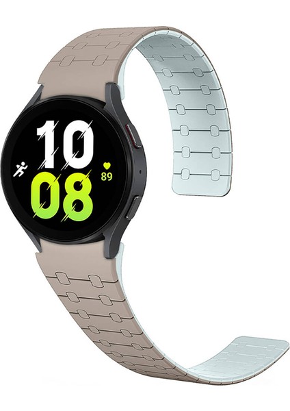 Samsung Galaxy Watch 6 40MM Uyumlu Zore KRD-111 20MM Çizgili Desenli Silikon Kordon, Haki