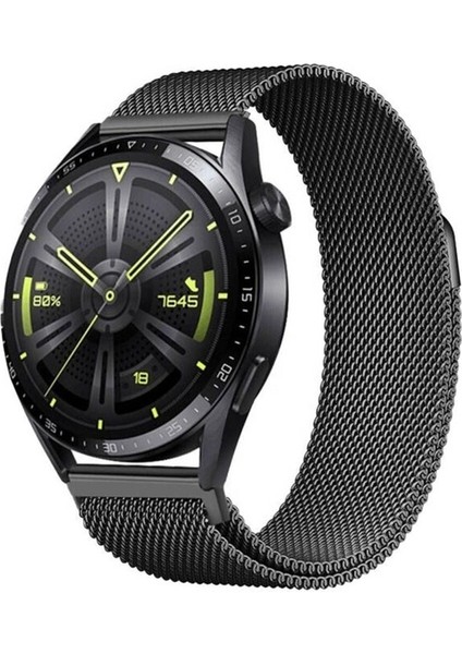 Samsung Galaxy Watch 46MM Uyumlu Zore Band-12 22MM Metal Hasır Kordon, Siyah