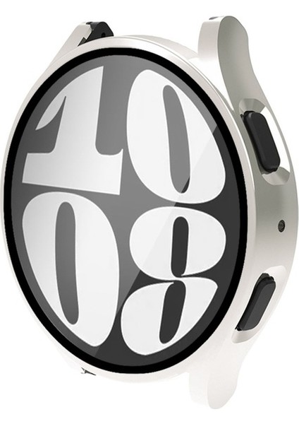 Samsung Galaxy Watch 6 40MM Uyumlu Sert Pc Kasa ve Ekran Koruyucu Zore Watch Gard 14, Starlight