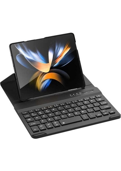 Samsung Galaxy Z Fold 3 Uyumlu Kılıf Standlı Bluetooth Klavyeli Kıpta Keyboard Set Kılıf