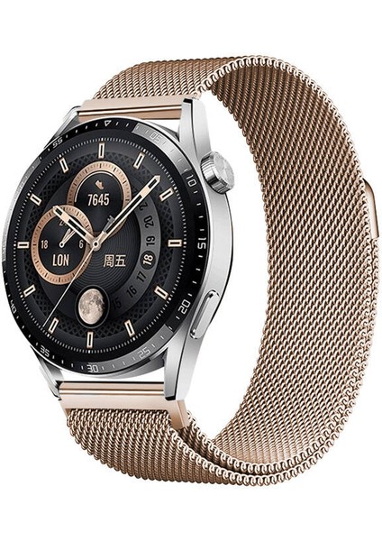 Samsung Galaxy Watch 42MM Uyumlu Zore Band-12 20MM Metal Hasır Kordon, Rose Gold