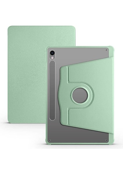 Samsung Galaxy Tab S9 Uyumlu Kılıf Zore Termik Kalem Bölmeli Dönebilen Standlı Kılıf, Açık Yeşil